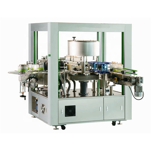 Roterende labelmachine voor- en achterkant